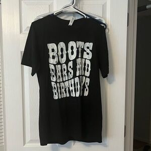 Boots Bars and Birthday black tshirt size M